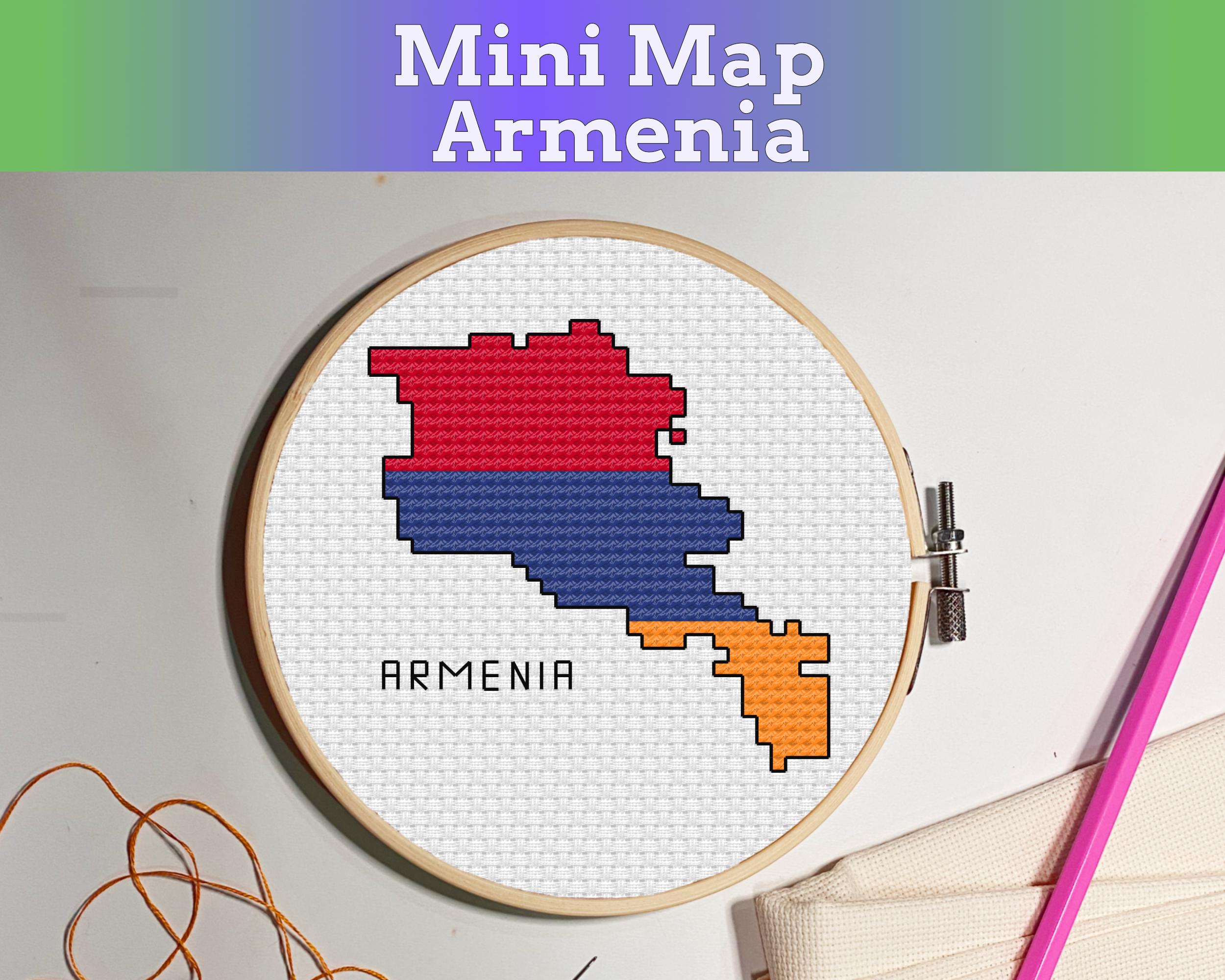 Armenia Cross Stitch Pattern: Tiny Flag Map