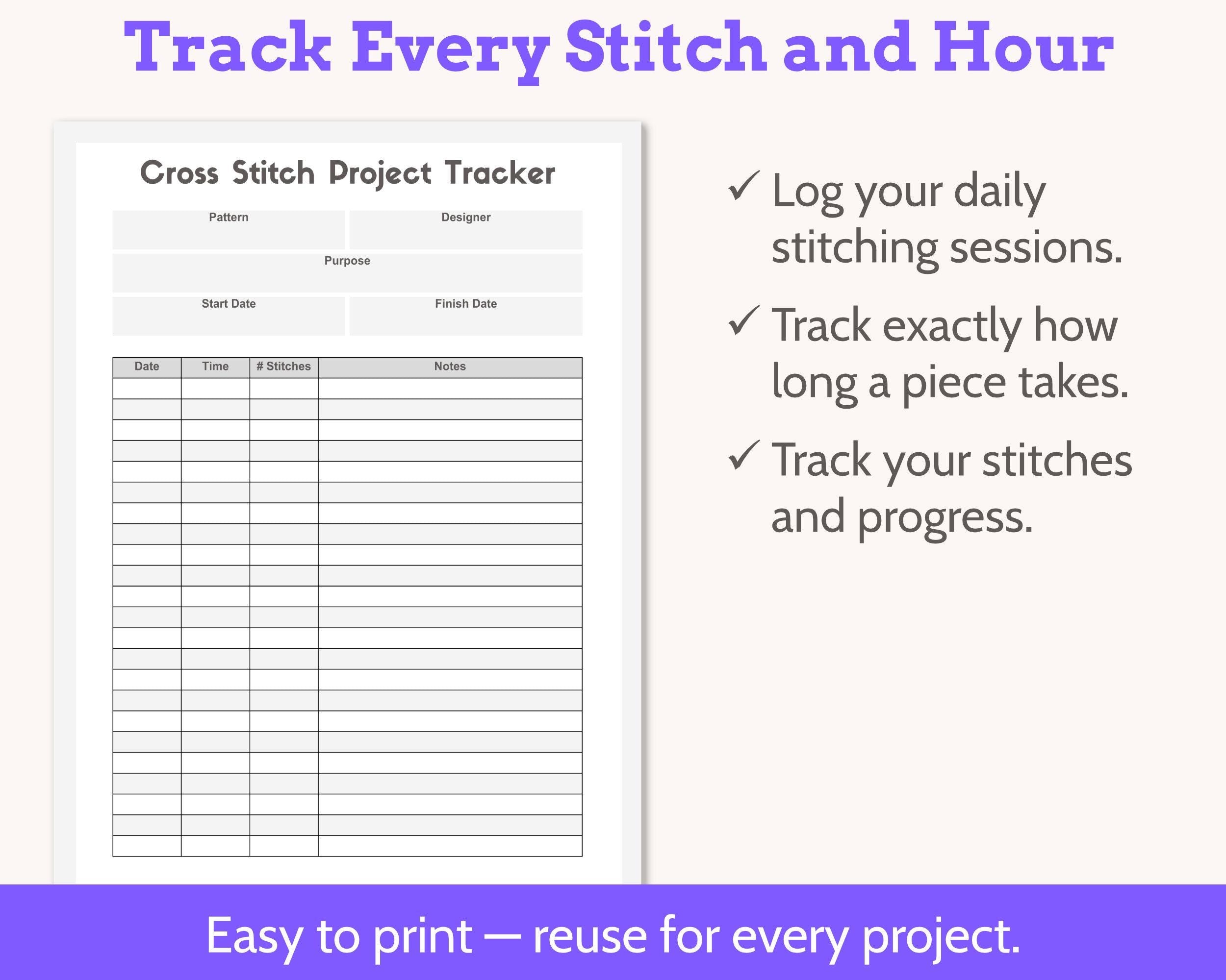 Printable Cross Stitch Project Planner and Tracker Starter Kit PDF
