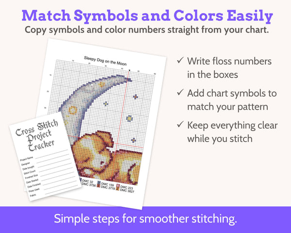 Foldable Cross Stitch Project Card with Built-in Floss Drops and Tracker PDF