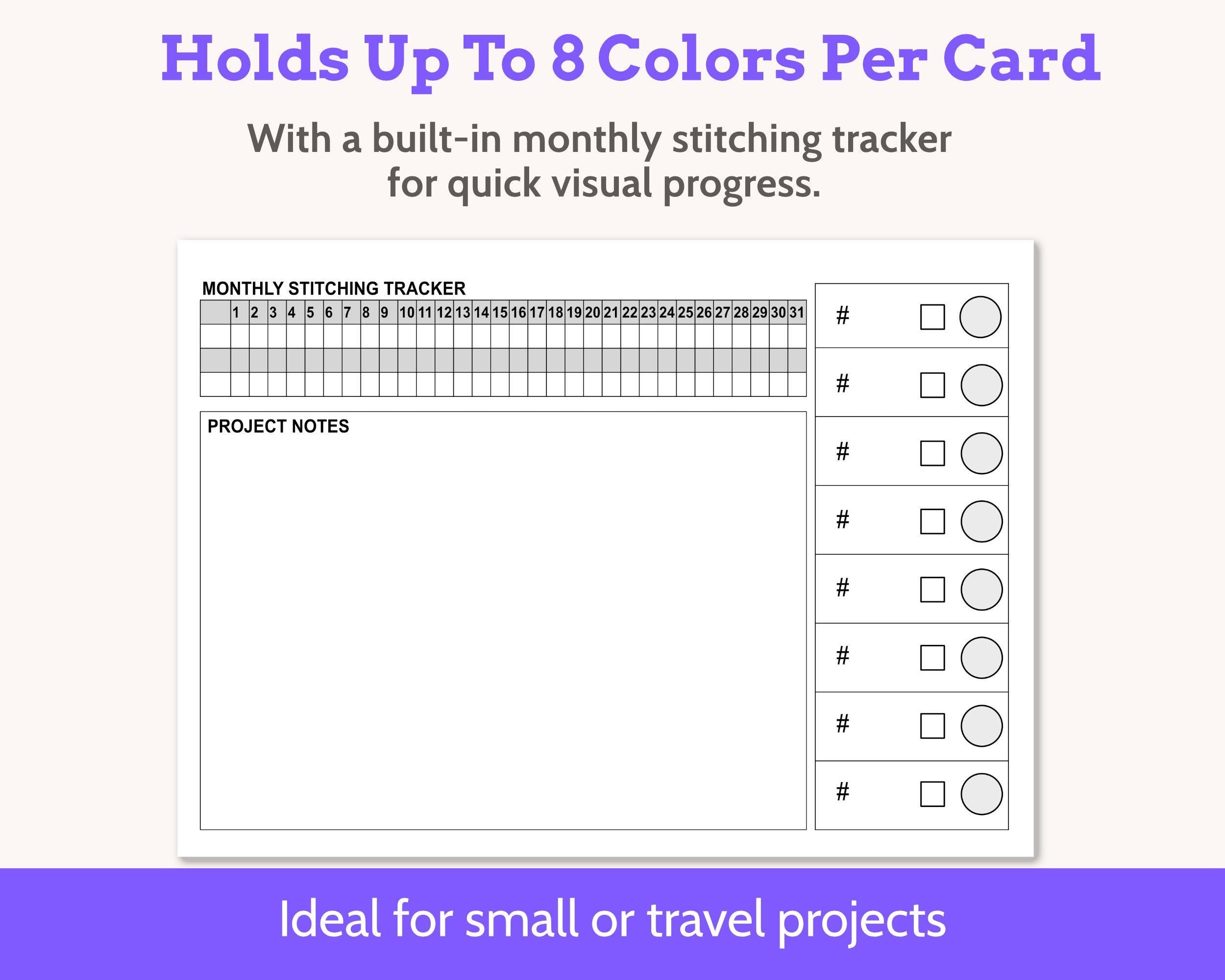 Foldable Cross Stitch Project Card with Built-in Floss Drops and Tracker PDF
