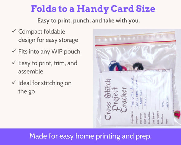 Foldable Cross Stitch Project Card with Built-in Floss Drops and Tracker PDF