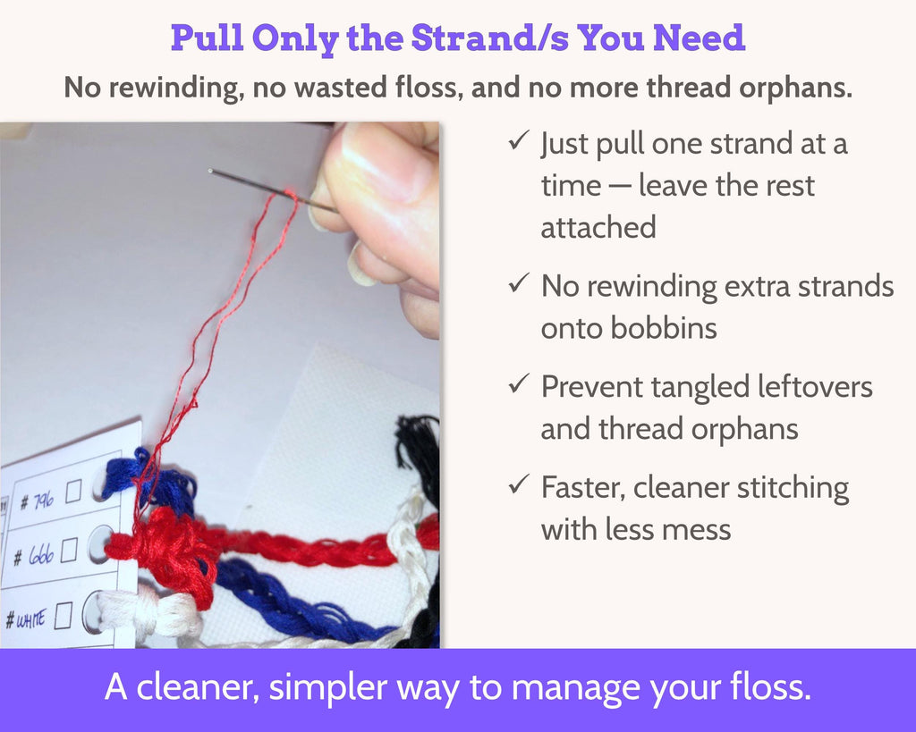 Foldable Cross Stitch Project Card with Built-in Floss Drops and Tracker PDF
