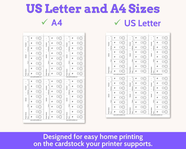 Cross Stitch Project Floss Organisation Cards PDF, Quick Stitch (6 per page)