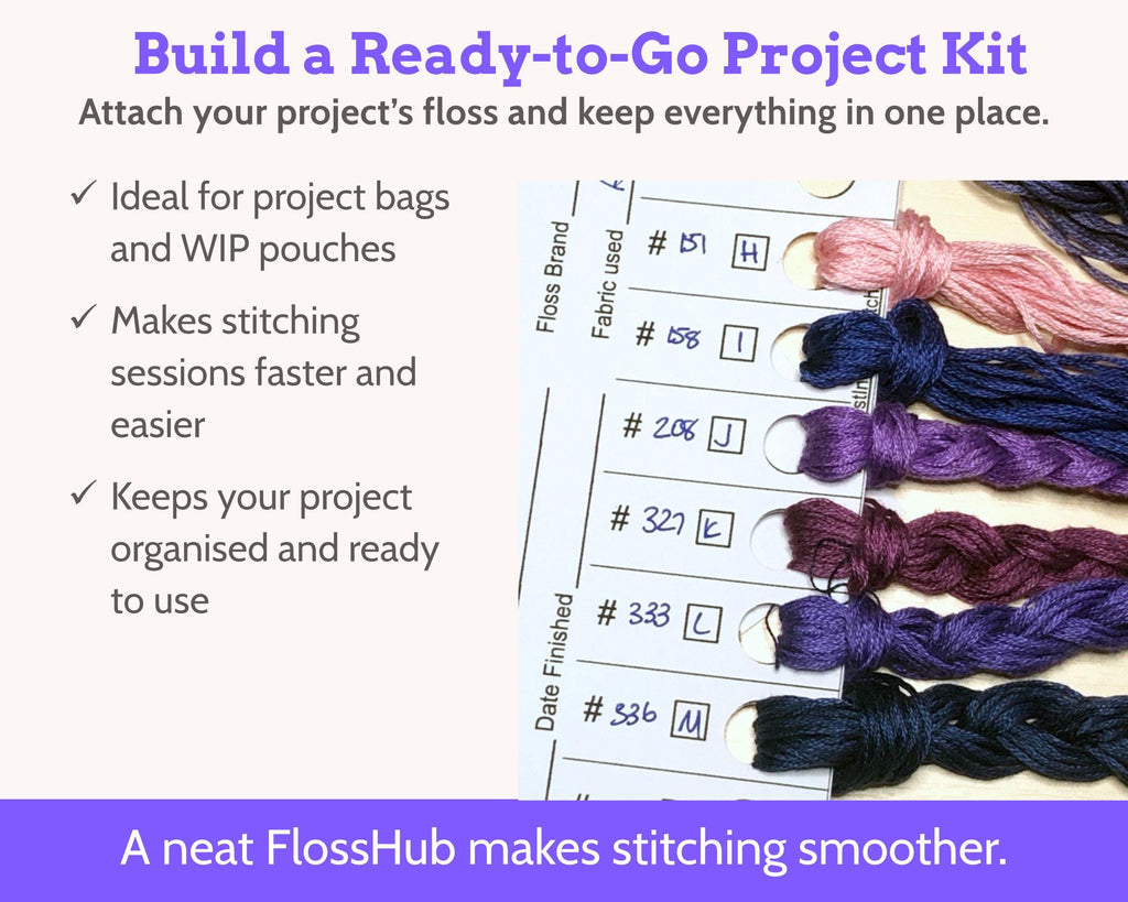 Cross Stitch Project Floss Organisation Cards PDF, Quick Stitch (6 per page)