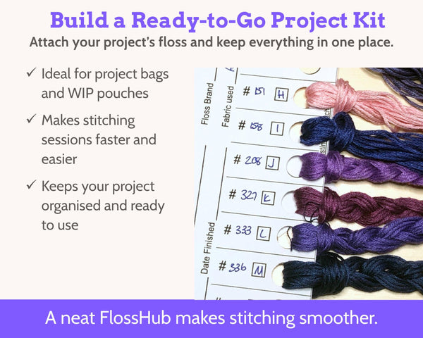 Cross Stitch Project Floss Organisation Cards PDF, Quick Stitch (6 per page)