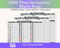 DMC Floss Color Chart Inventory for Cross Stitch and Embroidery Floss, Multi-page Organizer with Notes