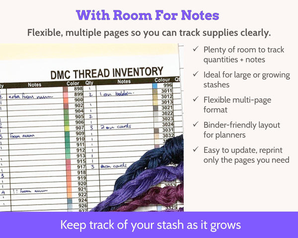 DMC Floss Multi-page Inventory Number Order