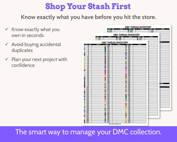 DMC Floss Multi-page Inventory Number Order