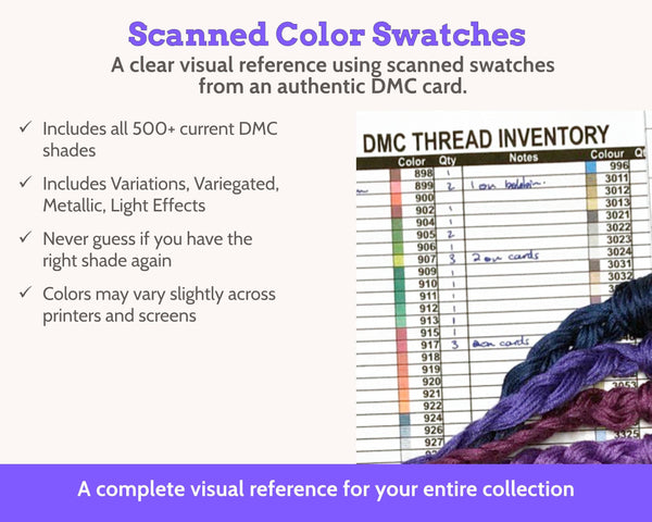 DMC Floss Multi-page Inventory Number Order