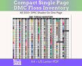 DMC Floss Inventory PDF, Single Page