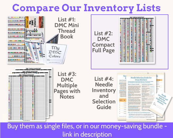 DMC Number Order Floss Inventory PDF, Single Page