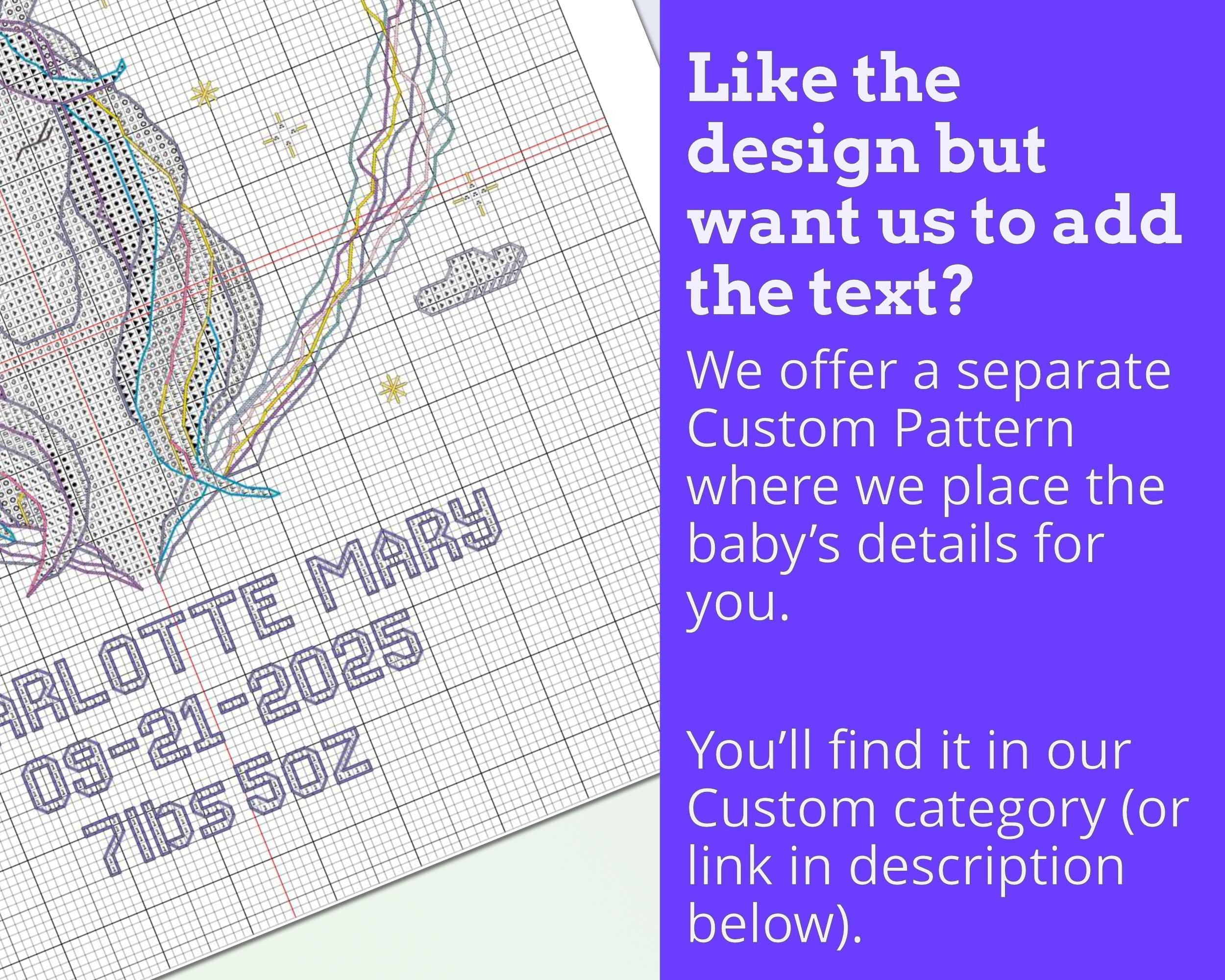 Unicorn Heart Birth Sampler Cross Stitch Pattern PDF (DIY with Alphabet Chart)