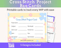 Cross Stitch Embroidery Project Bag Cards Printable PDF