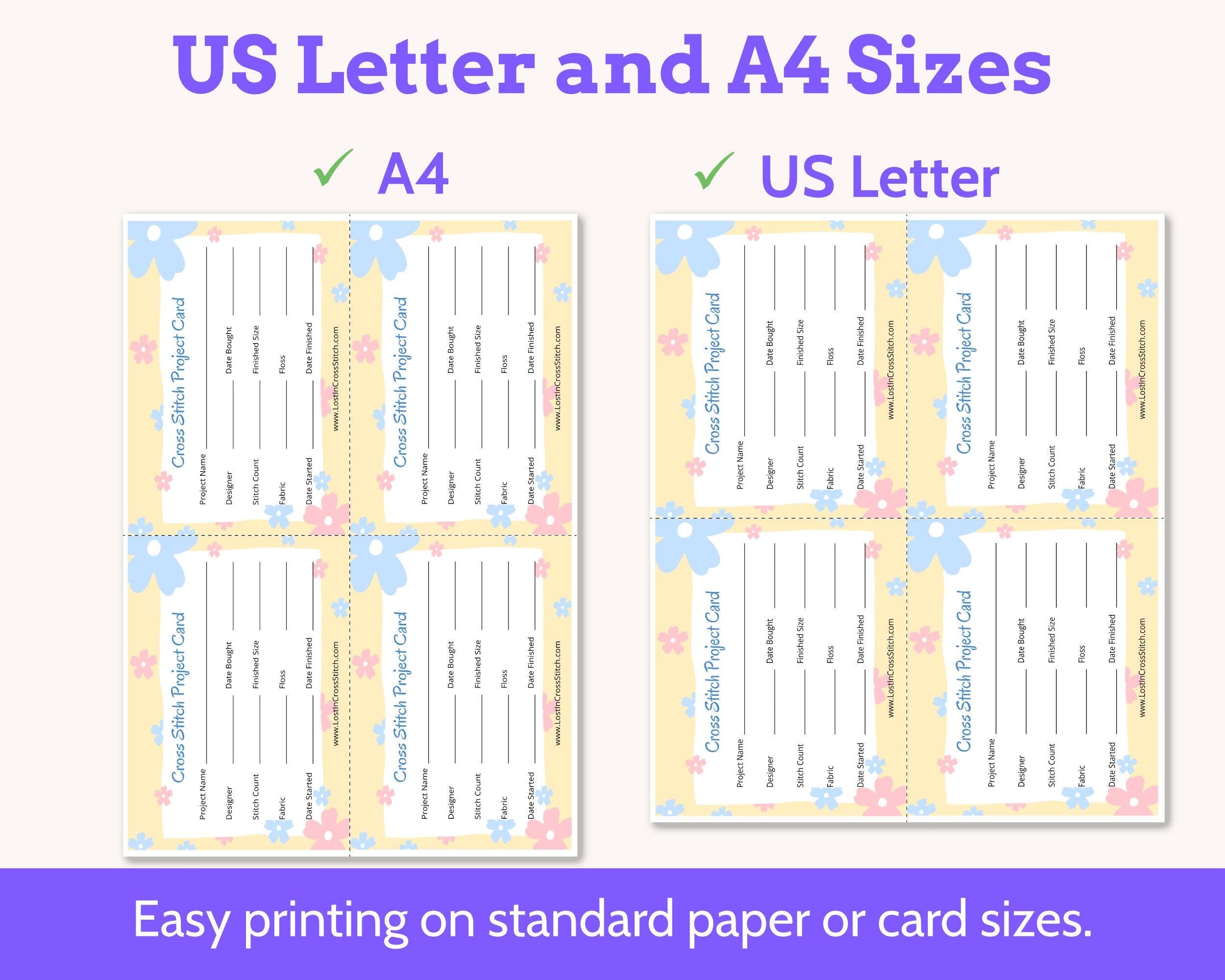 Cross Stitch Embroidery Project Bag Cards Printable PDF