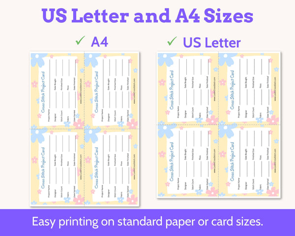 Cross Stitch Embroidery Project Bag Cards Printable PDF