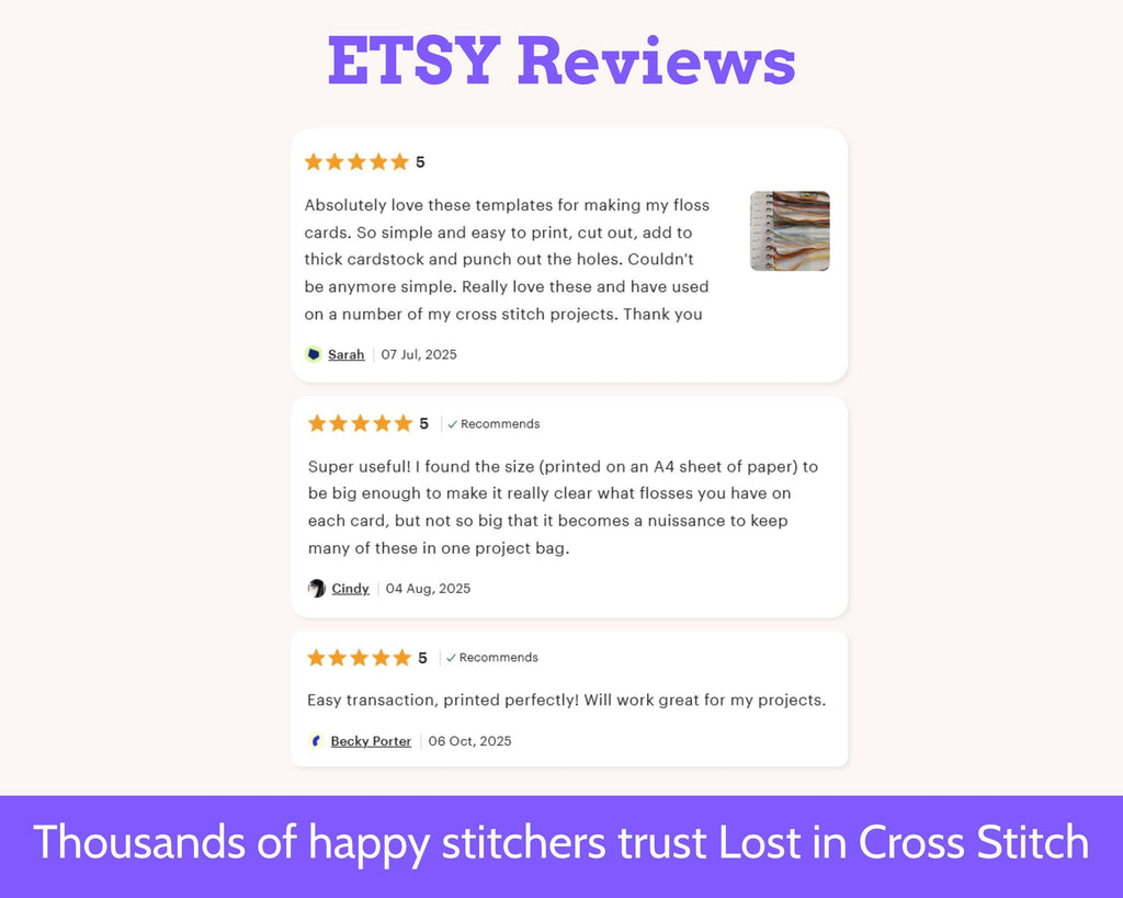 Foldable Cross Stitch Project Card with Built-in Floss Drops and Tracker PDF