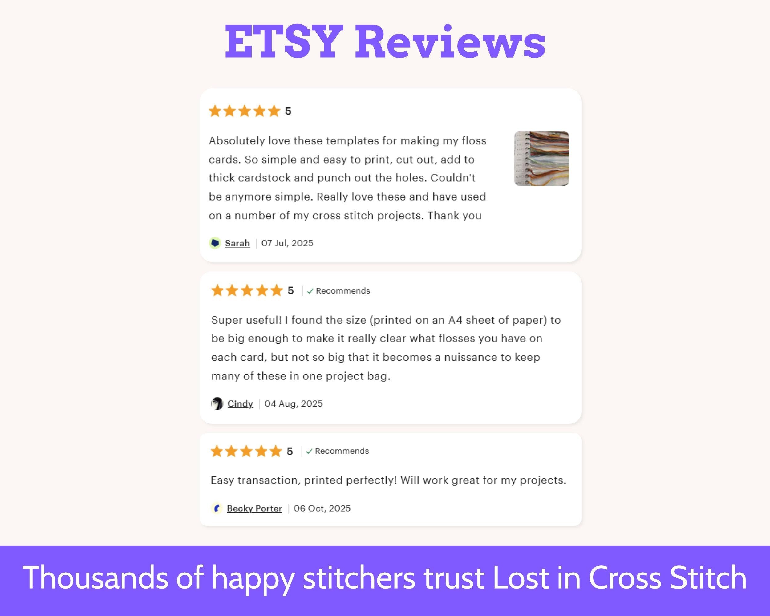 Foldable Cross Stitch Project Card with Built-in Floss Drops and Tracker PDF