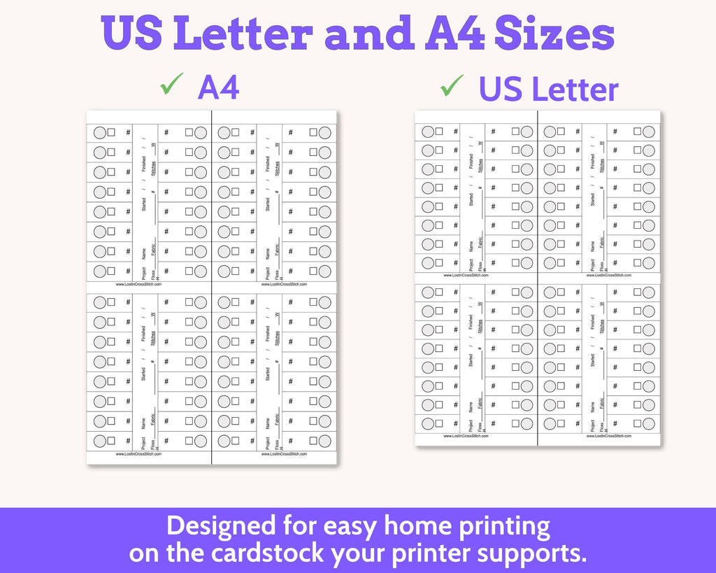 Cross Stitch Project Floss Organisation Cards PDF, Medium (4 per page)