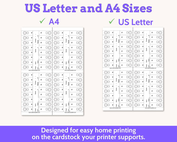 Cross Stitch Project Floss Organisation Cards PDF, Medium (4 per page)