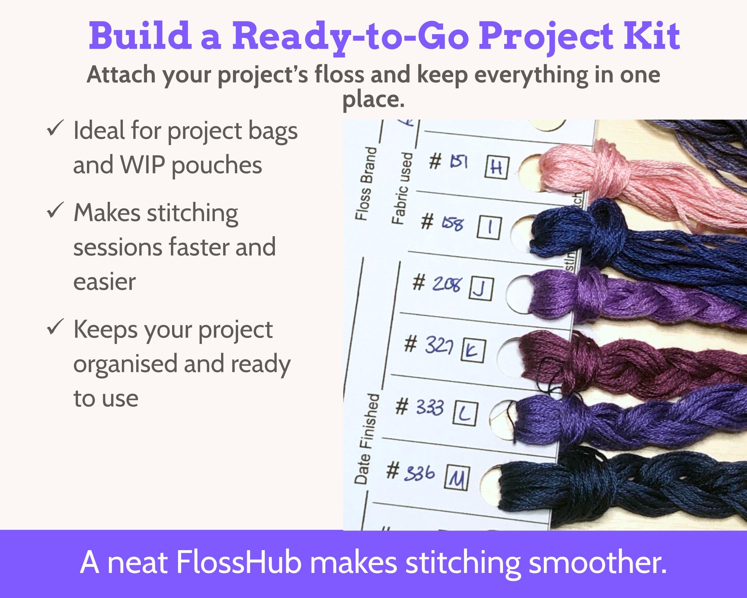 Cross Stitch Project Floss Organisation Cards PDF, Medium (4 per page)