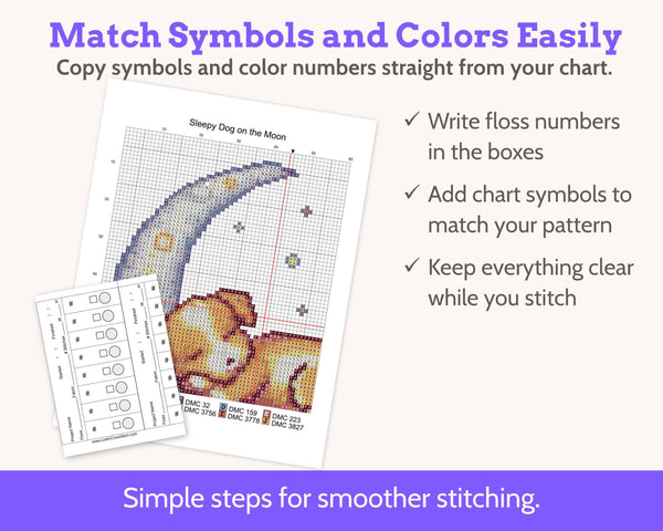 Cross Stitch Project Floss Organisation Cards PDF, Quick Stitch (6 per page)