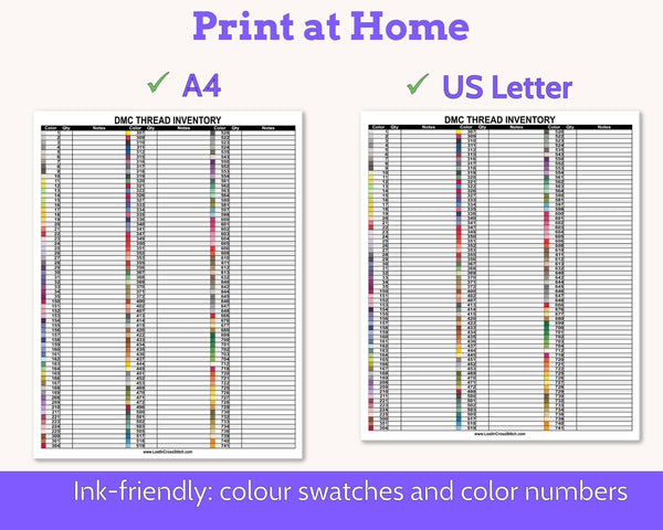 DMC Floss Multi-page Inventory Number Order