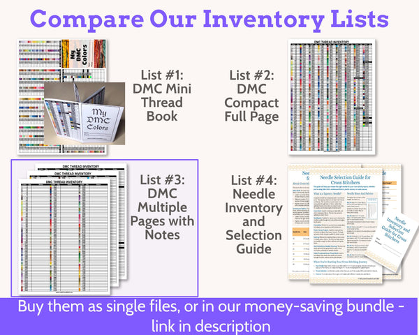 DMC Floss Multi-page Inventory Number Order