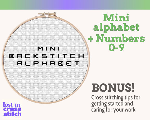 Mini Backstitch Alphabet Cross Stitch Pattern