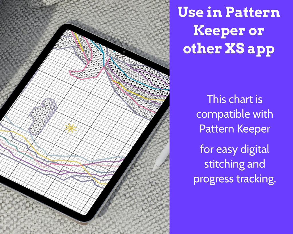 Kitten on the Moon Birth Sampler Cross Stitch Pattern PDF (DIY with Alphabet Charts)