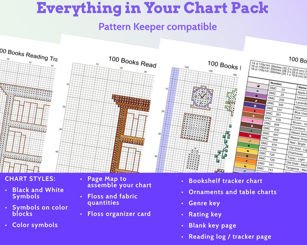 Cross Stitch Bookshelf Reading Tracker 100 Books Pattern