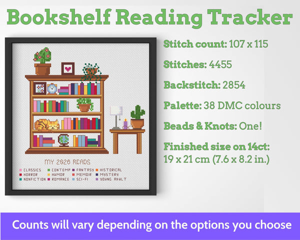 Cross Stitch Reading Tracker Pattern, 52 Books PDF