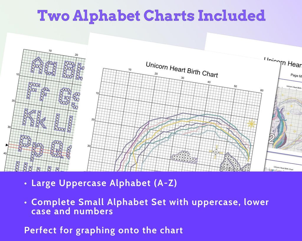 Kitten on the Moon Birth Sampler Cross Stitch Pattern PDF (DIY with Alphabet Charts)