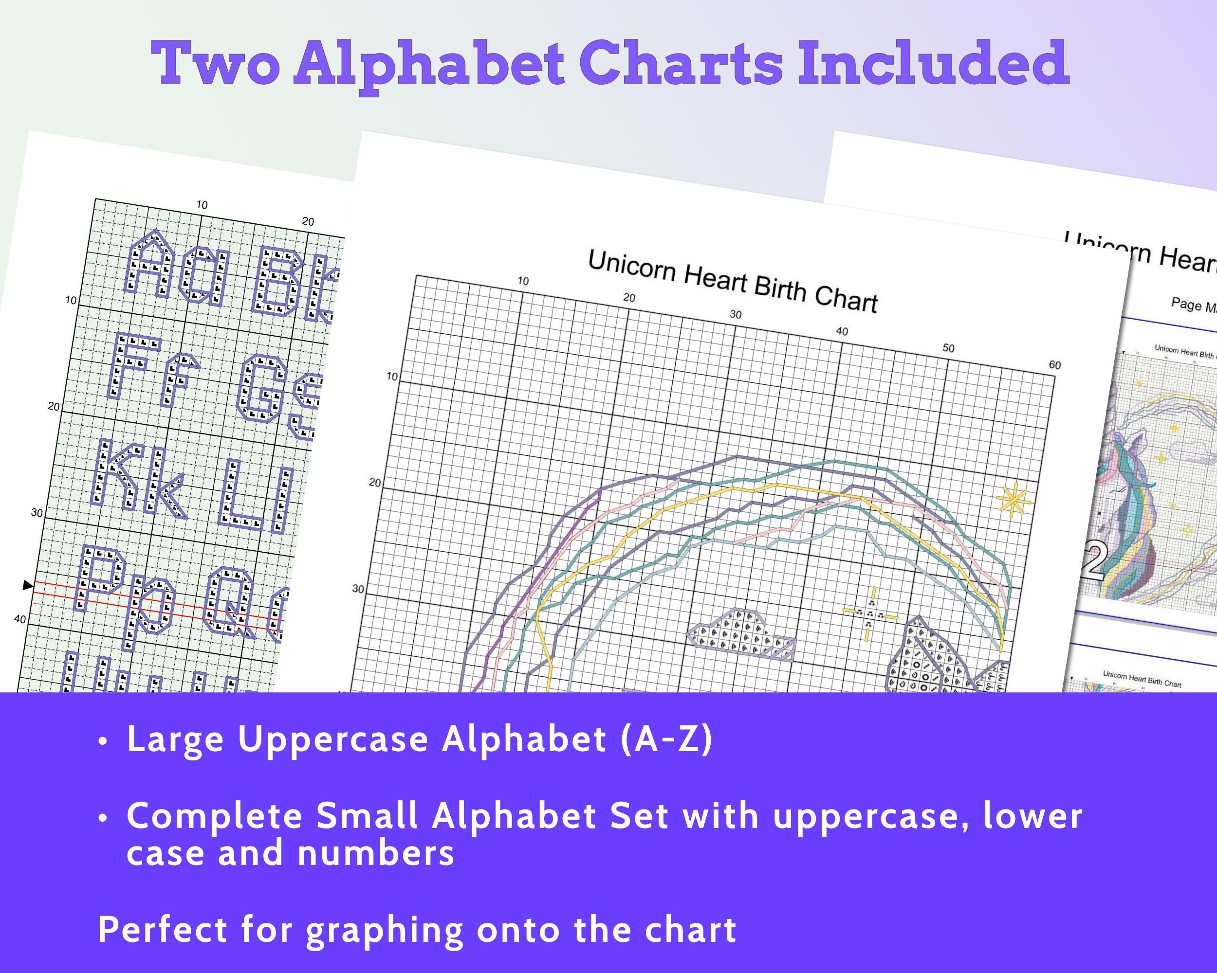 Kitten on the Moon Birth Sampler Cross Stitch Pattern PDF (DIY with Alphabet Charts)