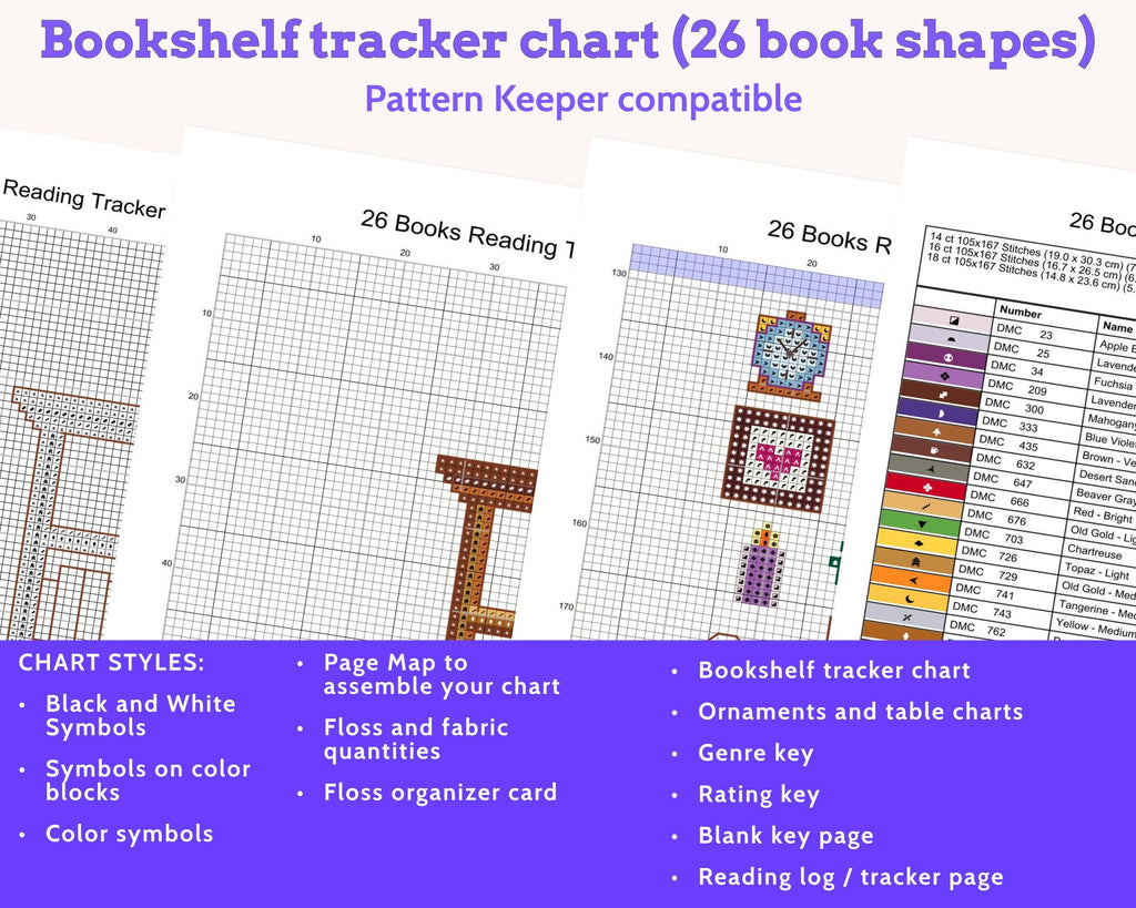 Cross Stitch Reading Tracker Pattern, 26 Books PDF