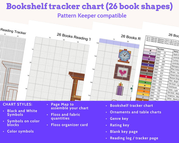 Cross Stitch Reading Tracker Pattern, 26 Books PDF