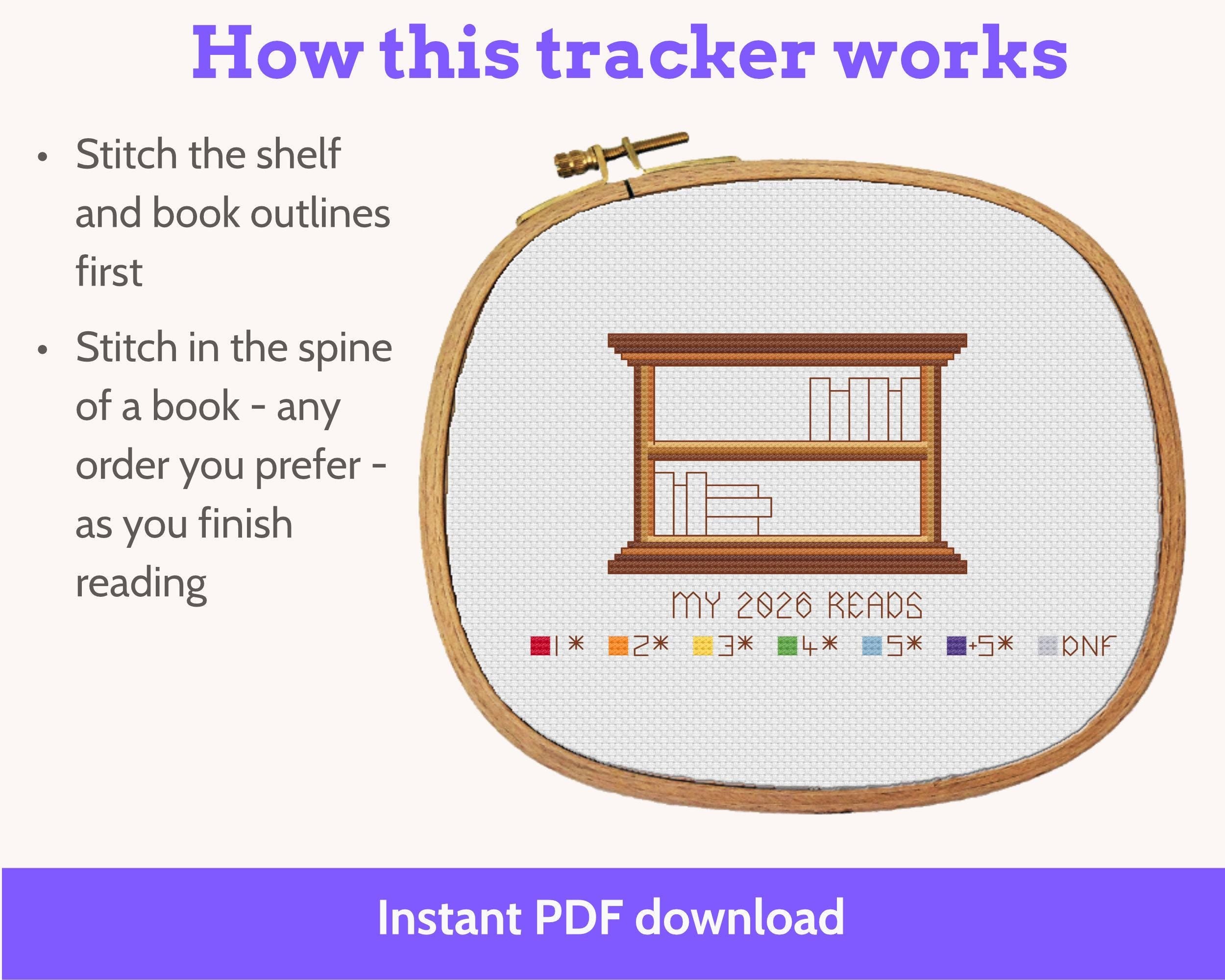 Cross Stitch Reading Tracker Pattern, 12 Books PDF