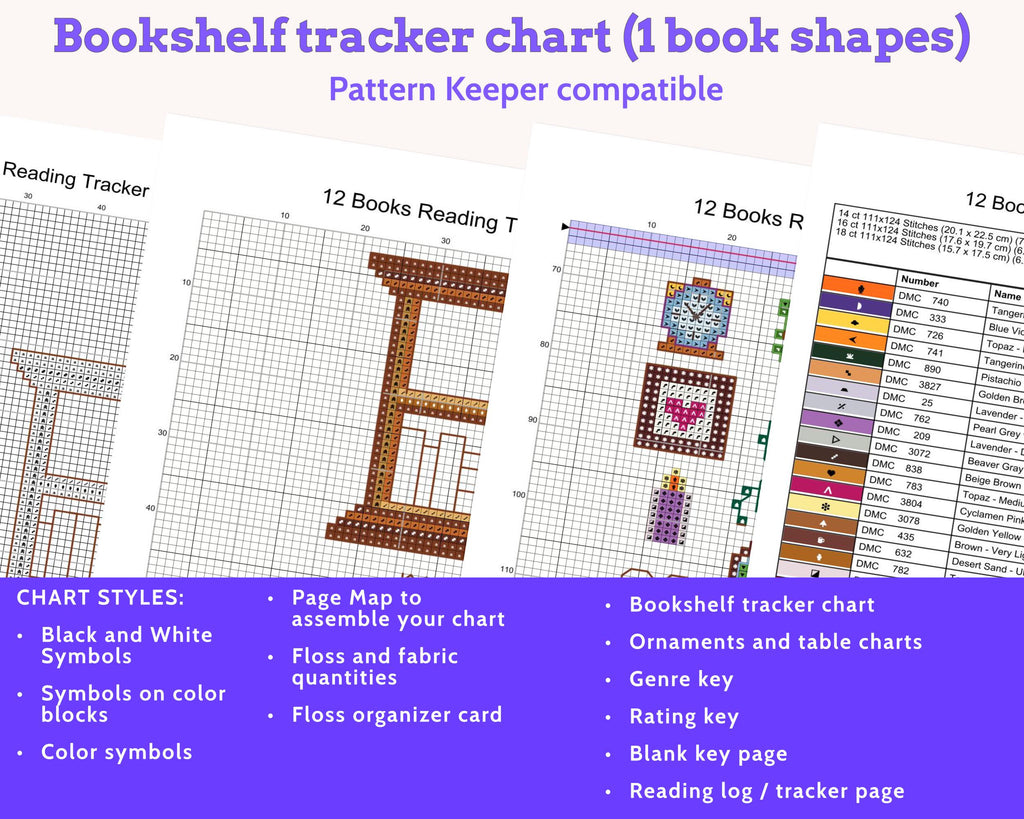 Cross Stitch Reading Tracker Pattern, 12 Books PDF