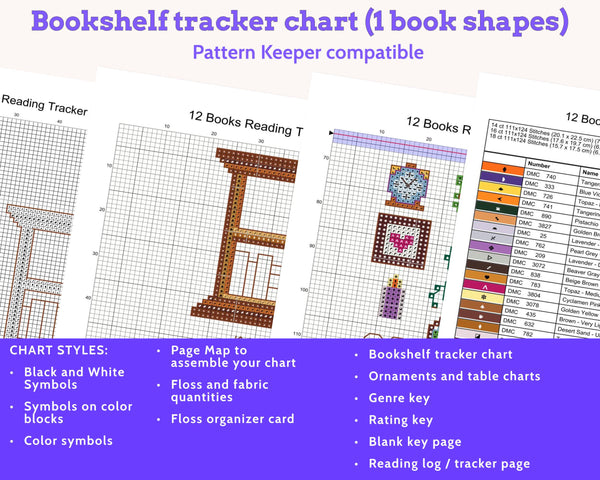 Cross Stitch Reading Tracker Pattern, 12 Books PDF