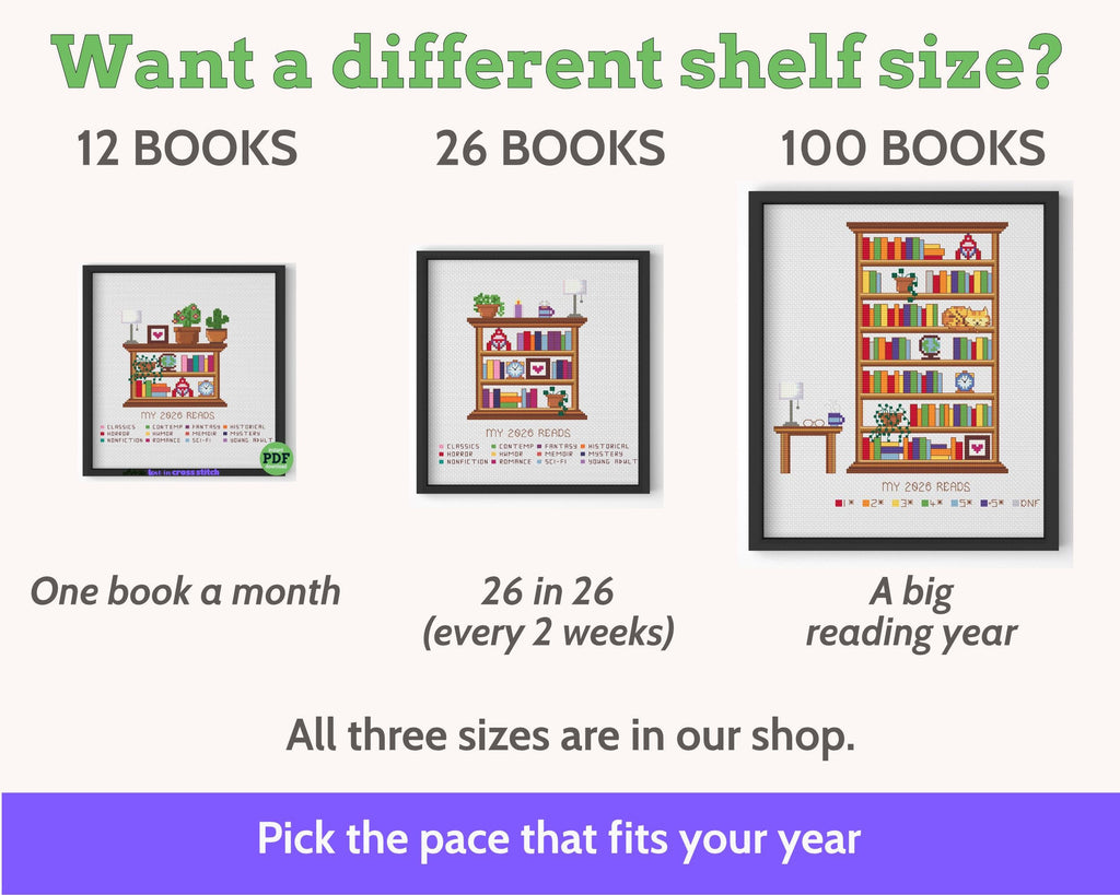 Cross Stitch Reading Tracker Pattern, 52 Books PDF