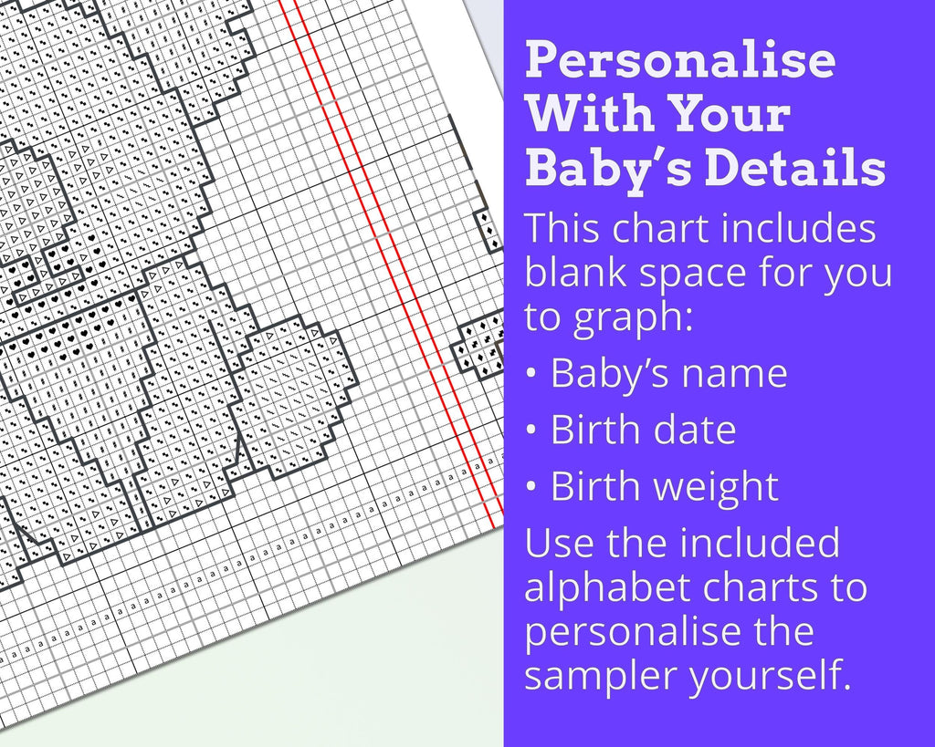 Koala and Kangaroo Birth Sampler Cross Stitch Pattern PDF (DIY with Alphabet Charts)