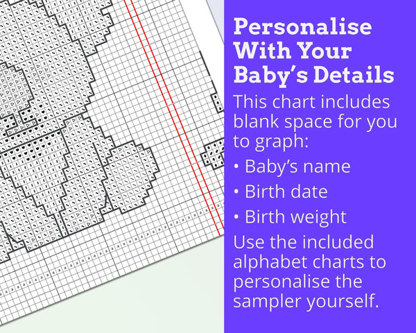 Koala and Kangaroo Birth Sampler Cross Stitch Pattern PDF (DIY with Alphabet Charts)