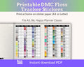 Cross Stitch DMC Floss Tracker Planner Stickers PDF