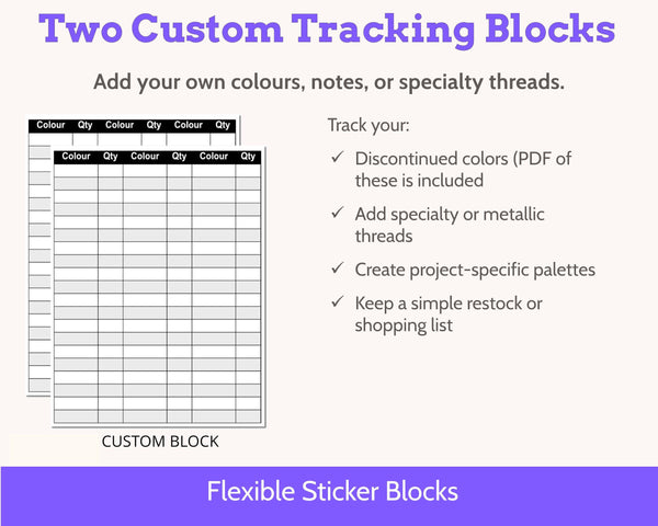 Cross Stitch DMC Number Order Floss Tracker Planner Stickers PDF