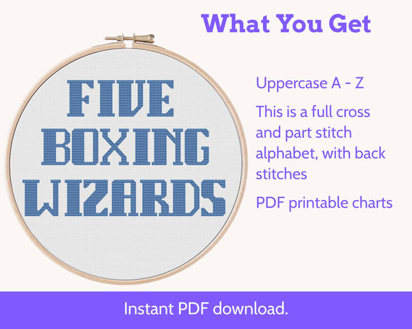 Large Block Capital Cross Stitch Alphabet Pattern PDF