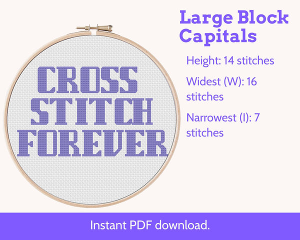 Large Block Capital Cross Stitch Alphabet Pattern PDF