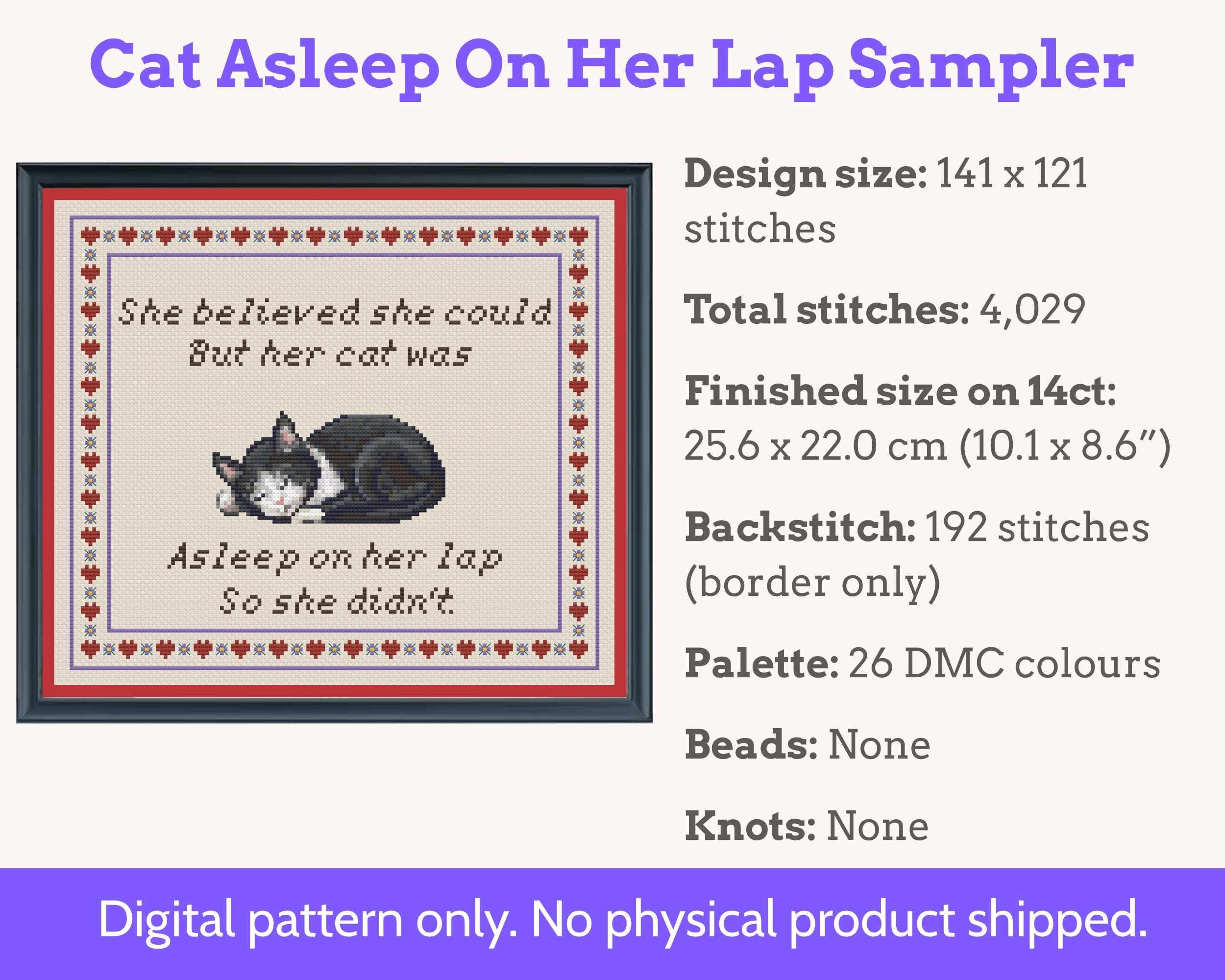 She Believed She Could But Her Cat Was Asleep Cross Stitch Pattern PDF (Tuxedo) Secondary image