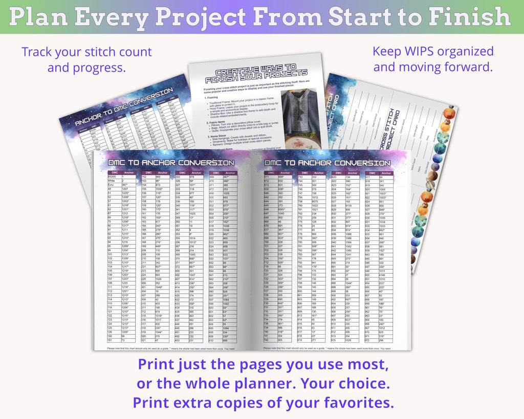 Galaxy Cross Stitch Planner Printable PDF