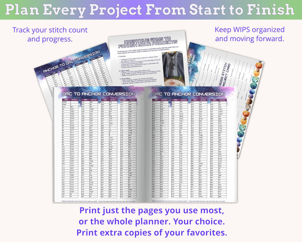 Galaxy Cross Stitch Planner Printable PDF