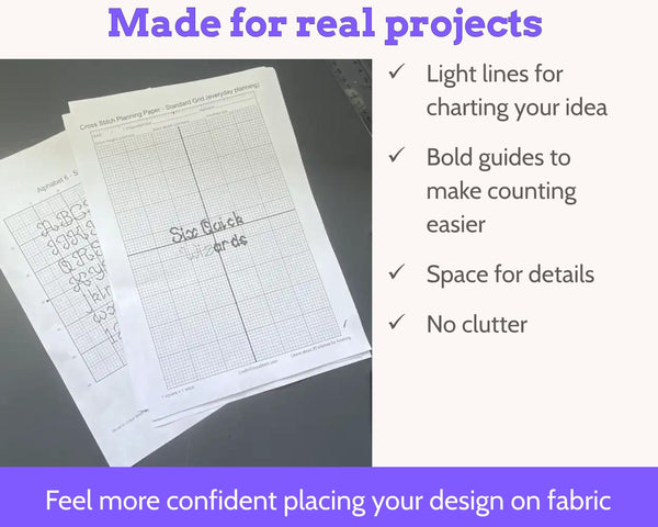 Cross Stitch Planning Graph Paper, Instant Digital PDF Download