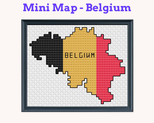 Belgium Cross Stitch Pattern: Tiny Flag Map